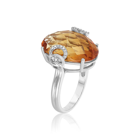 Oval Citrine & Diamond Ring