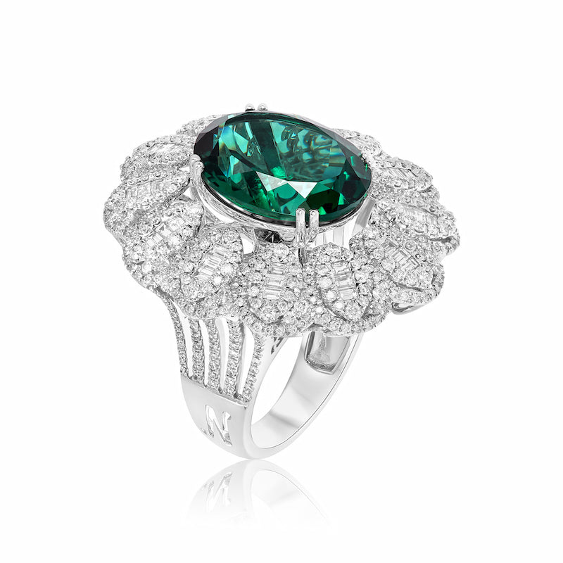 White Gold Changeable Multi-Gemstone Diamond Ring