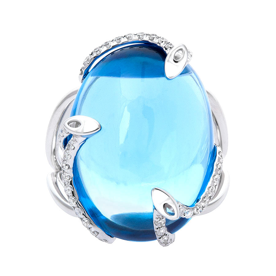 Cabochon Topaz & Diamond Ring