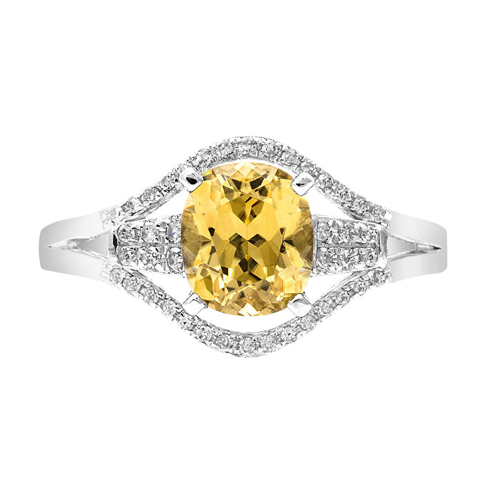 Oval Citrine & Diamond Ring