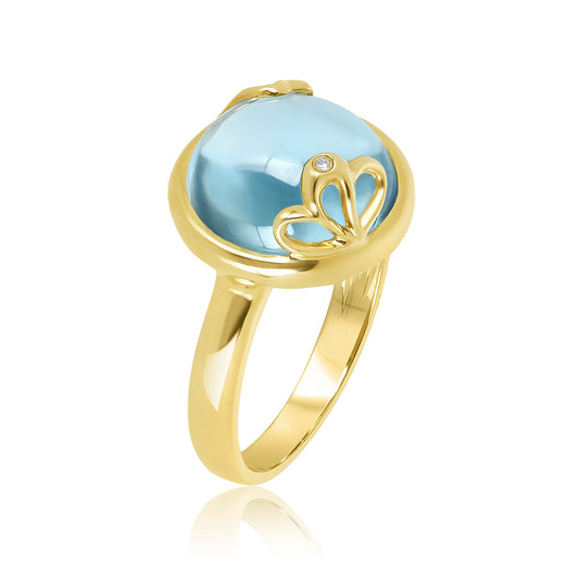Sky Blue Topaz Diamond Ring