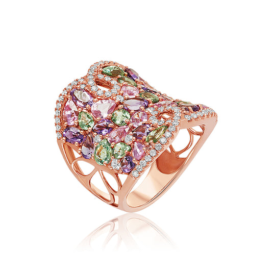 Multi-colored Sapphire & Diamond Ring