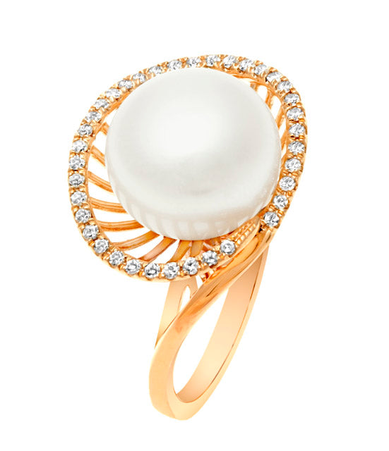 White Freshwater Pearl Basket Ring