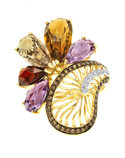 Gemstone Leaf Ring