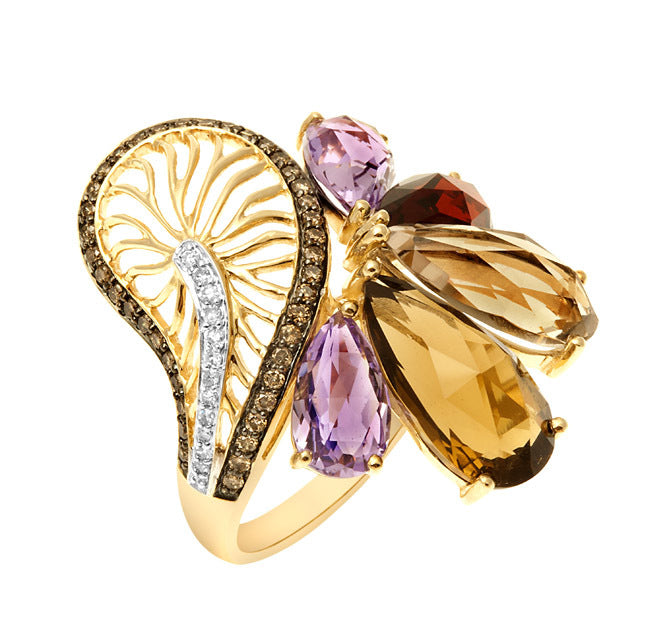 Gemstone Leaf Ring