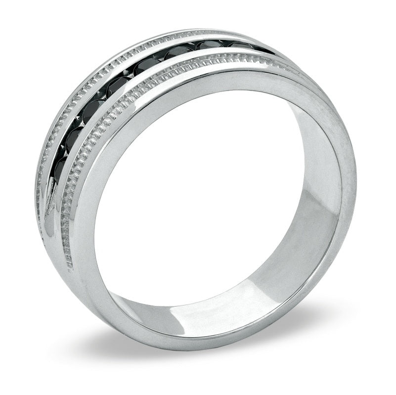 Black Diamond Channel Setting Wedding Band