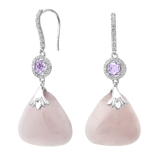 Sweet Rose Quartz & Diamond Earring