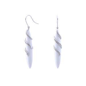 Flawless White Agate & Diamond Earring