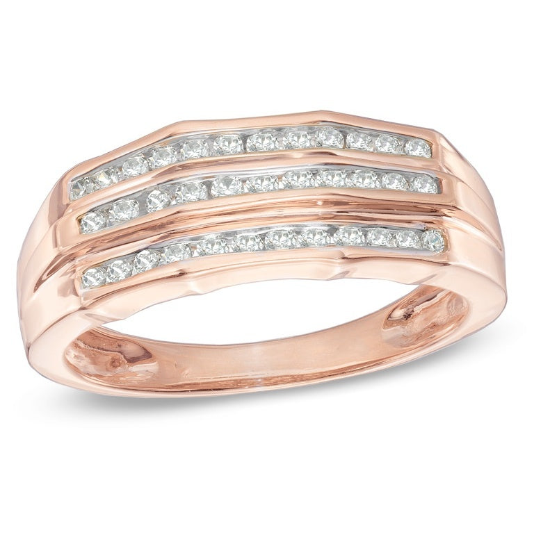 Tri Channel Setting Diamond Wedding Band