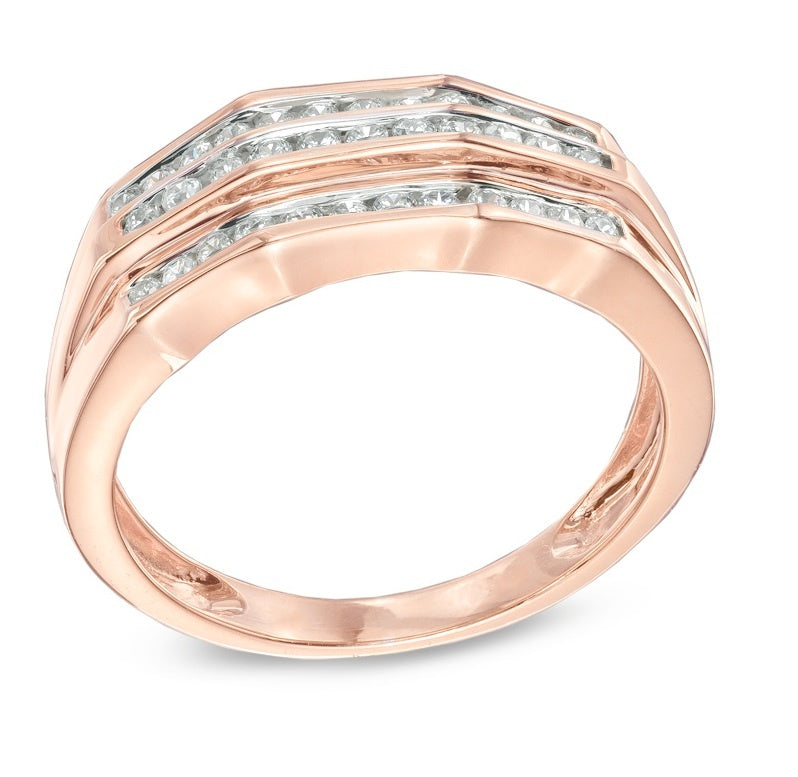 Tri Channel Setting Diamond Wedding Band