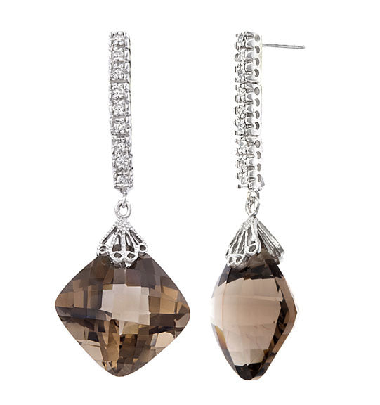 Smoky Quartz & Diamond Earrings