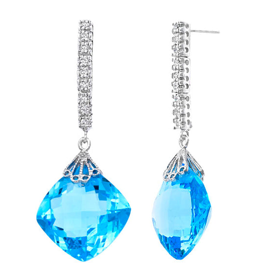 Blue Topaz & Diamond Earrings