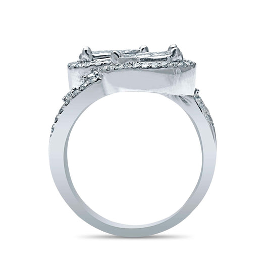 Princess Cut & Round Diamond Halo Engagement Ring