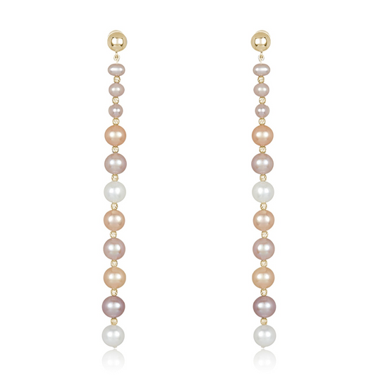 Nehita White Gold Graduating Pastel Pearl Earrings