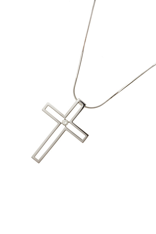 White Gold Diamond Cross