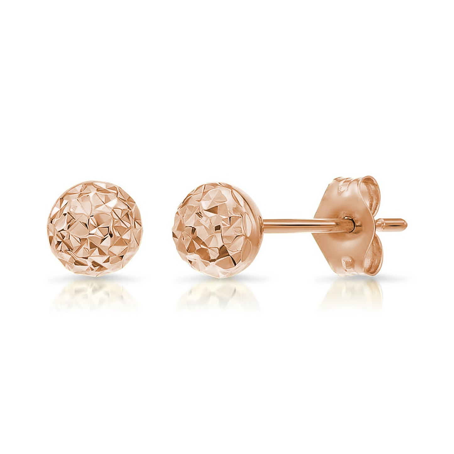 8mm Rose Gold Diamond-Cut Stud Earrings