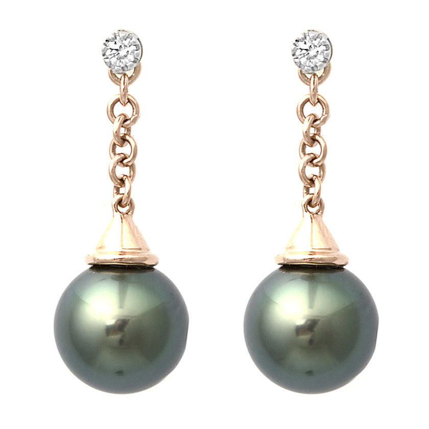Tahitian Pearl & Diamond Earring