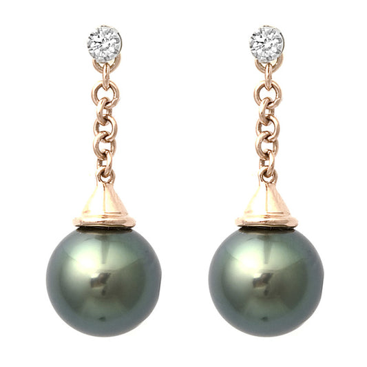 Tahitian Pearl & Diamond Earring