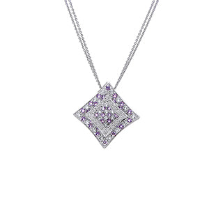 Double Chain Diamond & Amethyst Pendant