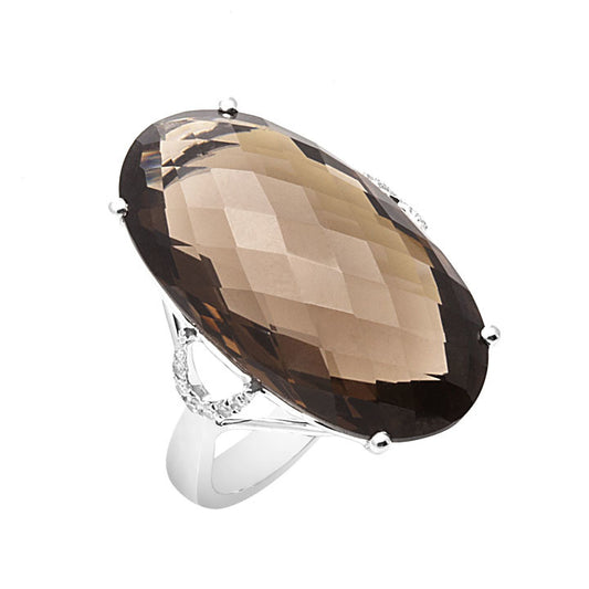 Smoky Quartz & Diamond Ring