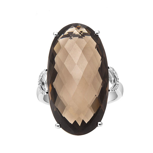 Smoky Quartz & Diamond Ring