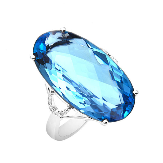 Oval Topaz & Diamond Ring