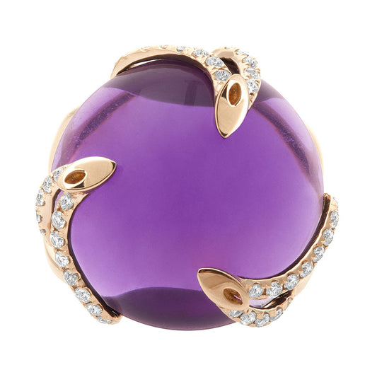 Round Amethyst & Diamond Ring
