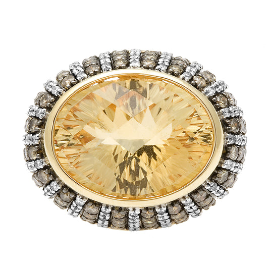Citrine & Champagne Diamond Oval Ring