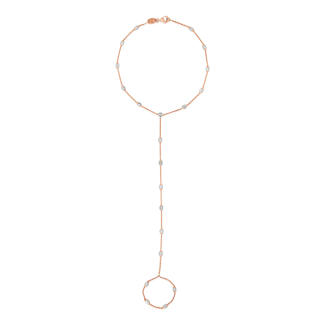Nehita Finger Hand Chain ~ Rose Gold & White Gold balls
