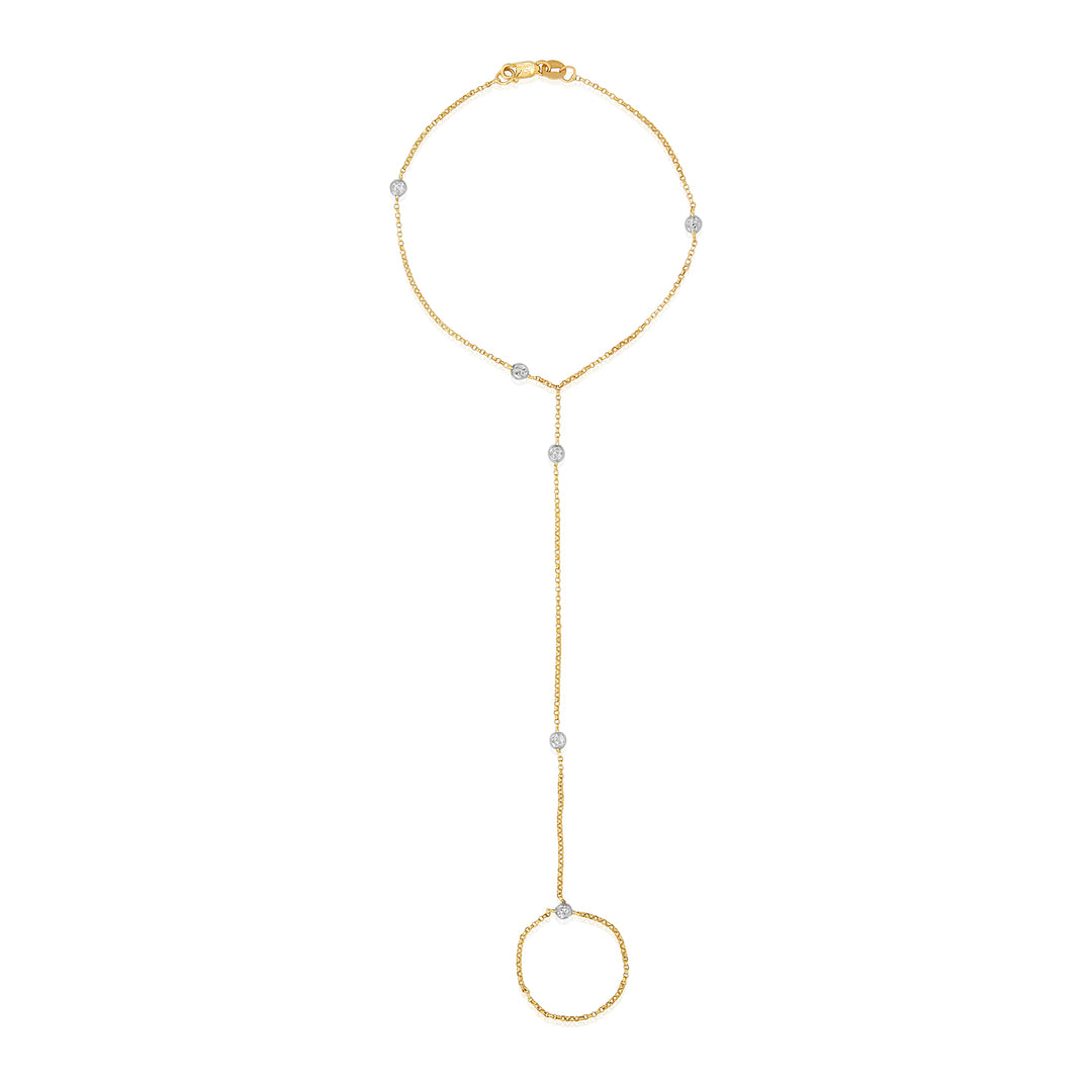 Nehita Finger Hand Chain ~ Yellow Gold & White Gold balls
