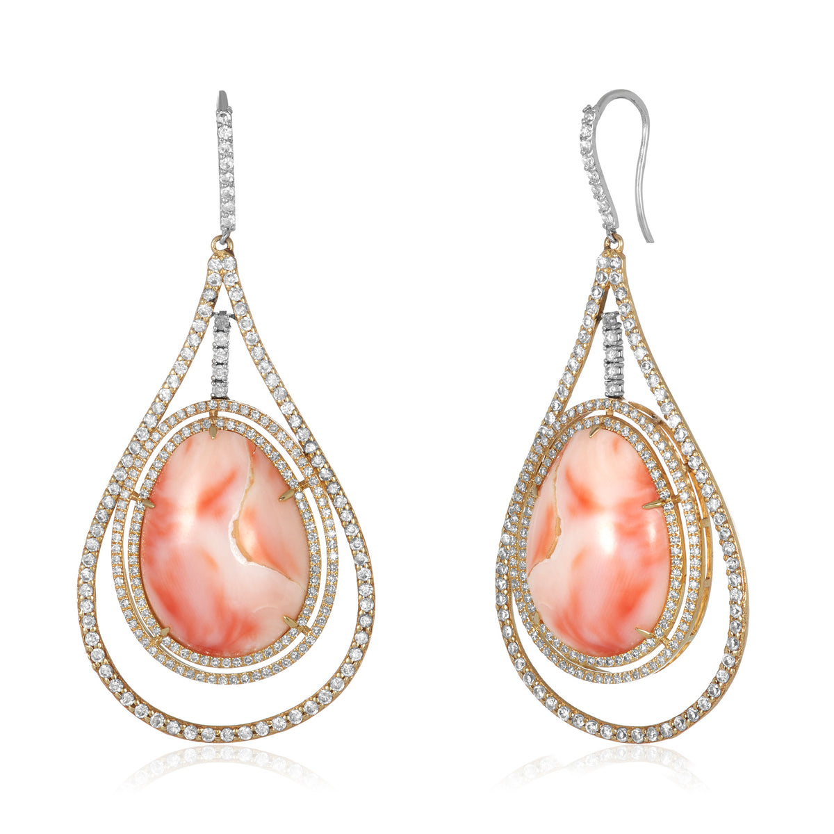 Grace coral & diamond earring