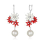 Coral Diamond Fresh Water Pearl Earrings