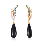 Load image into Gallery viewer, Sapphire Rain Black Onyx Earring
