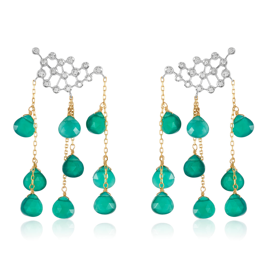 Diamond & Green Quartz Raindrop Earrings