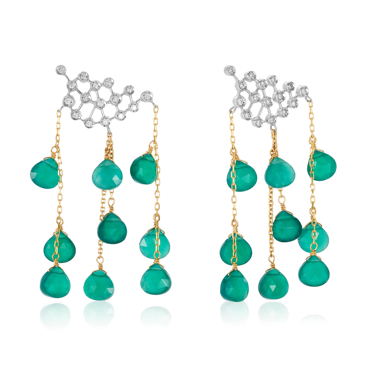 Diamond & green quartz raindrop earrings