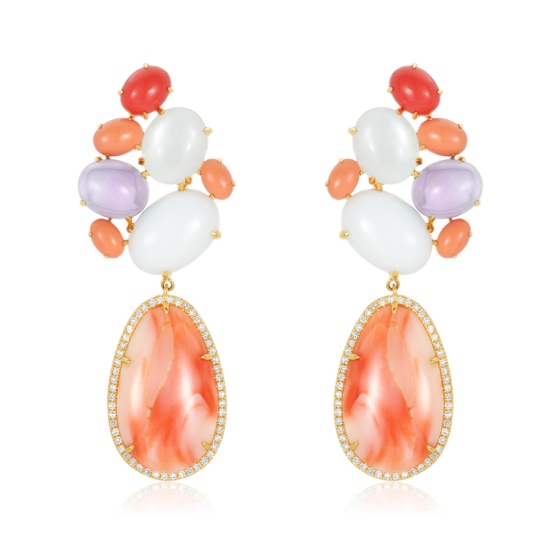 Sizzling Coral & Diamond Earring