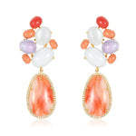 Load image into Gallery viewer, Sizzling Coral &amp; Diamond Earring
