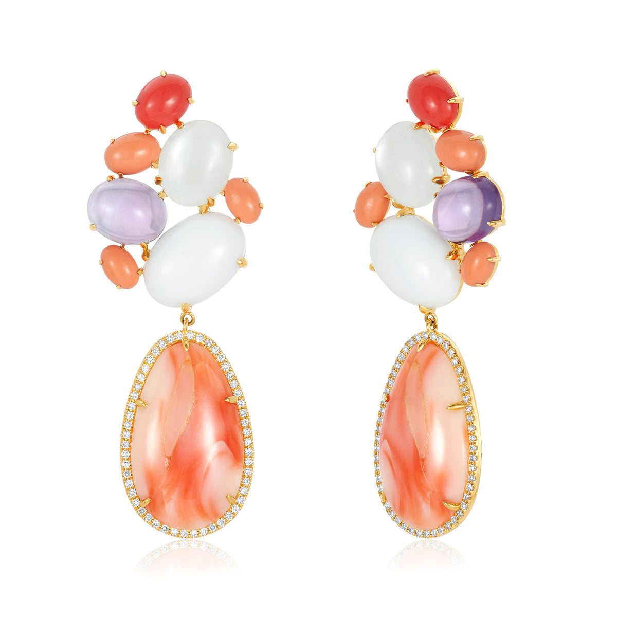 Sizzling coral & diamond earring