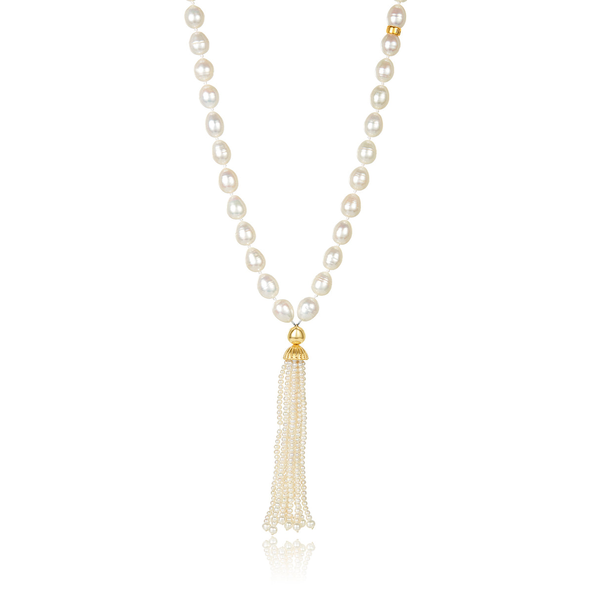Double tassel pearl necklace