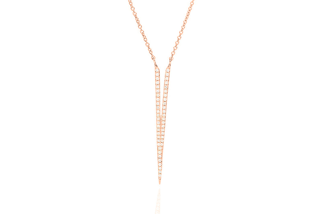 Rose Gold  Split Dagger Diamond Pendant