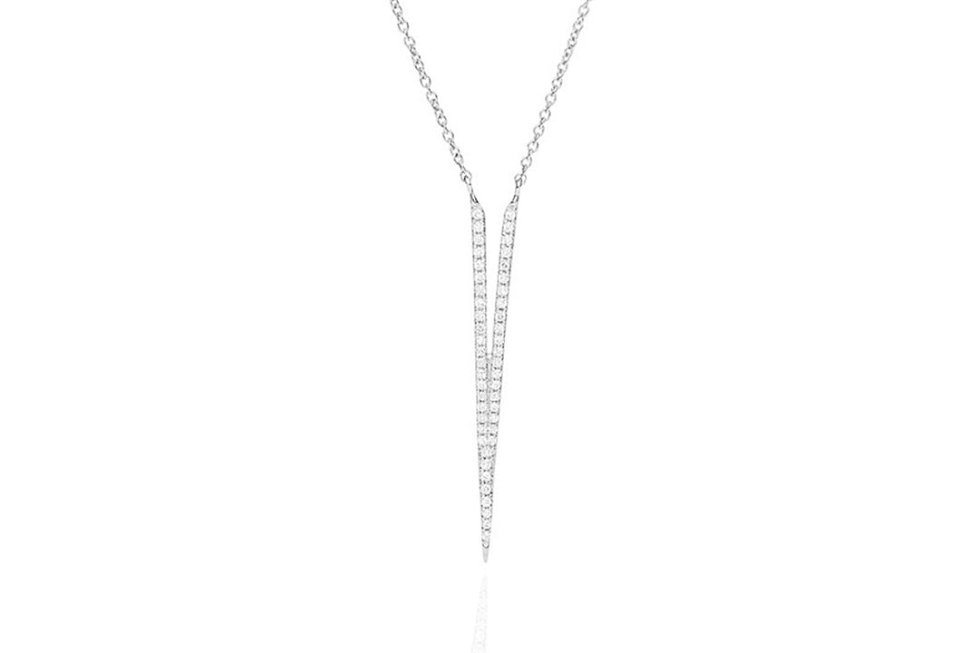 White Gold Split Dagger Diamond Pendant