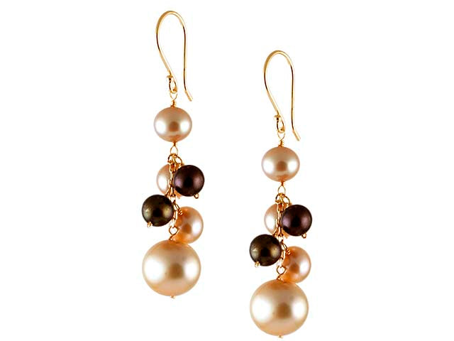 Champagne & Brown Freshwater Cluster Earring