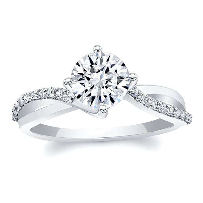 Single round blue sapphire infinity engagement ring