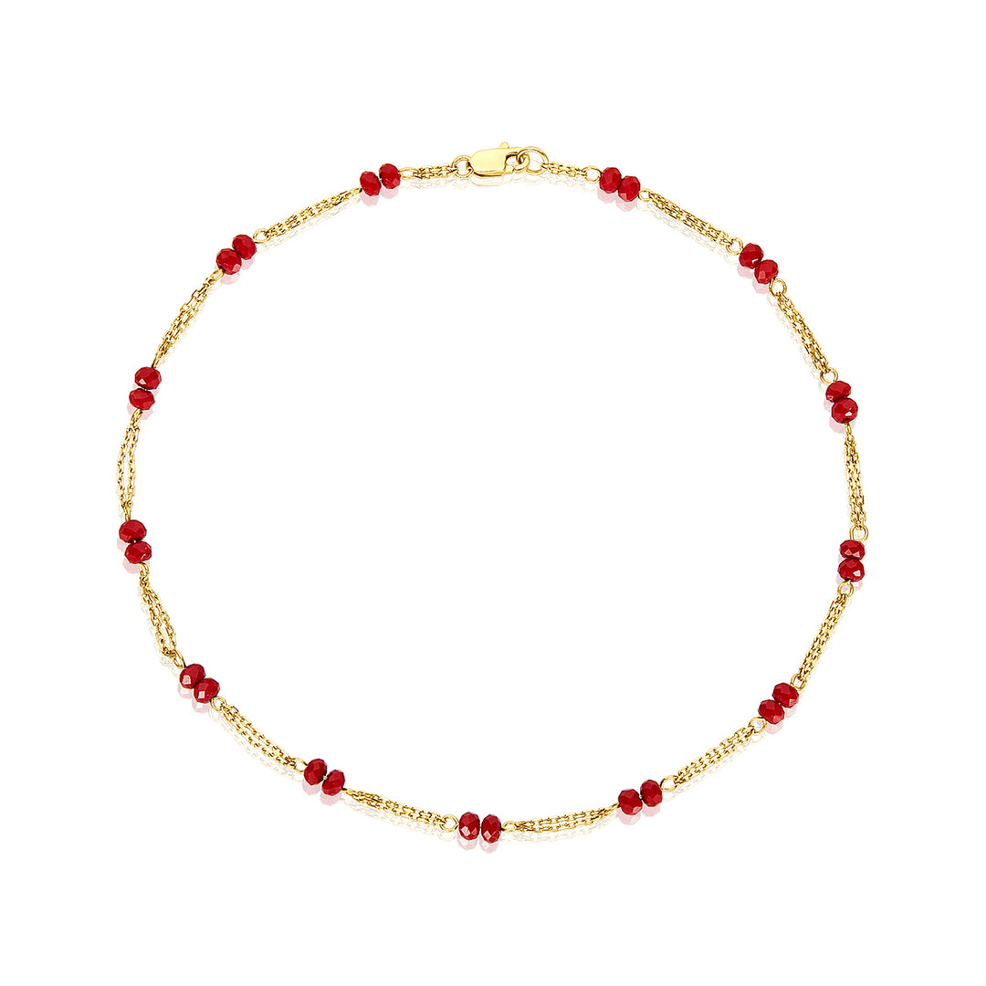14kt Red Crystal Anklet
