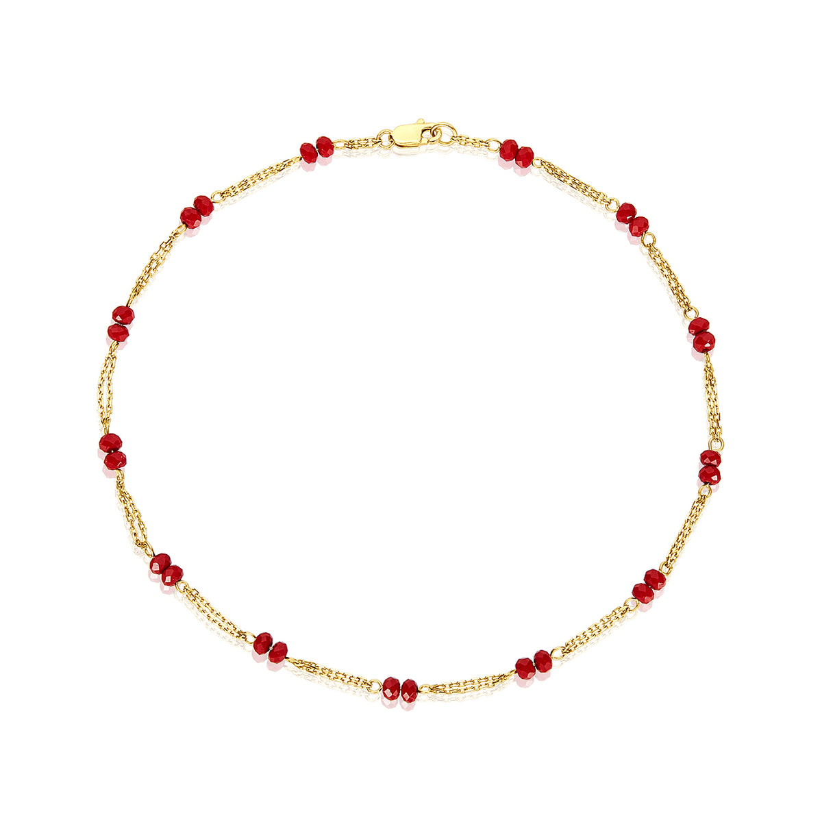 14kt red crystal anklet