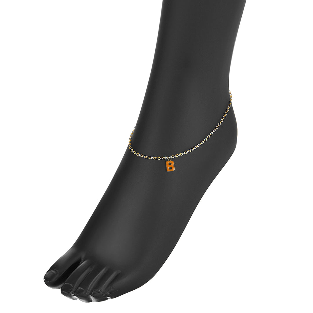 Nehita Two Tone B Charm Anklet