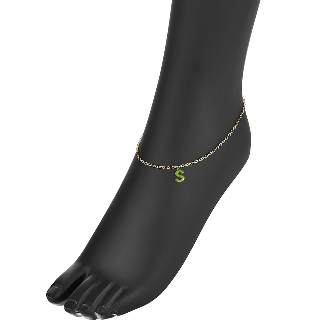 Two Tone Gold S Charm Anklet