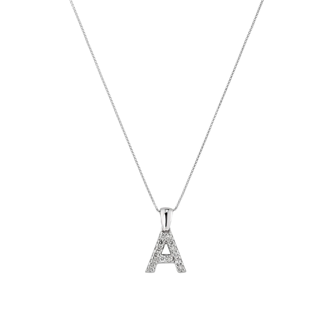 White Gold A Initial Diamond Necklace