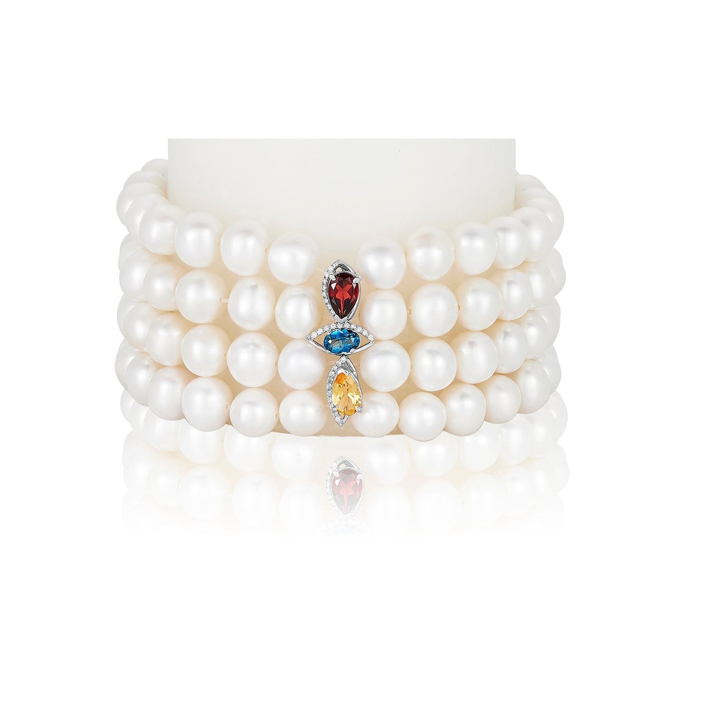 Nehita Zuri Multi-Colored 4 Layer Diamond & Garnet Bracelet