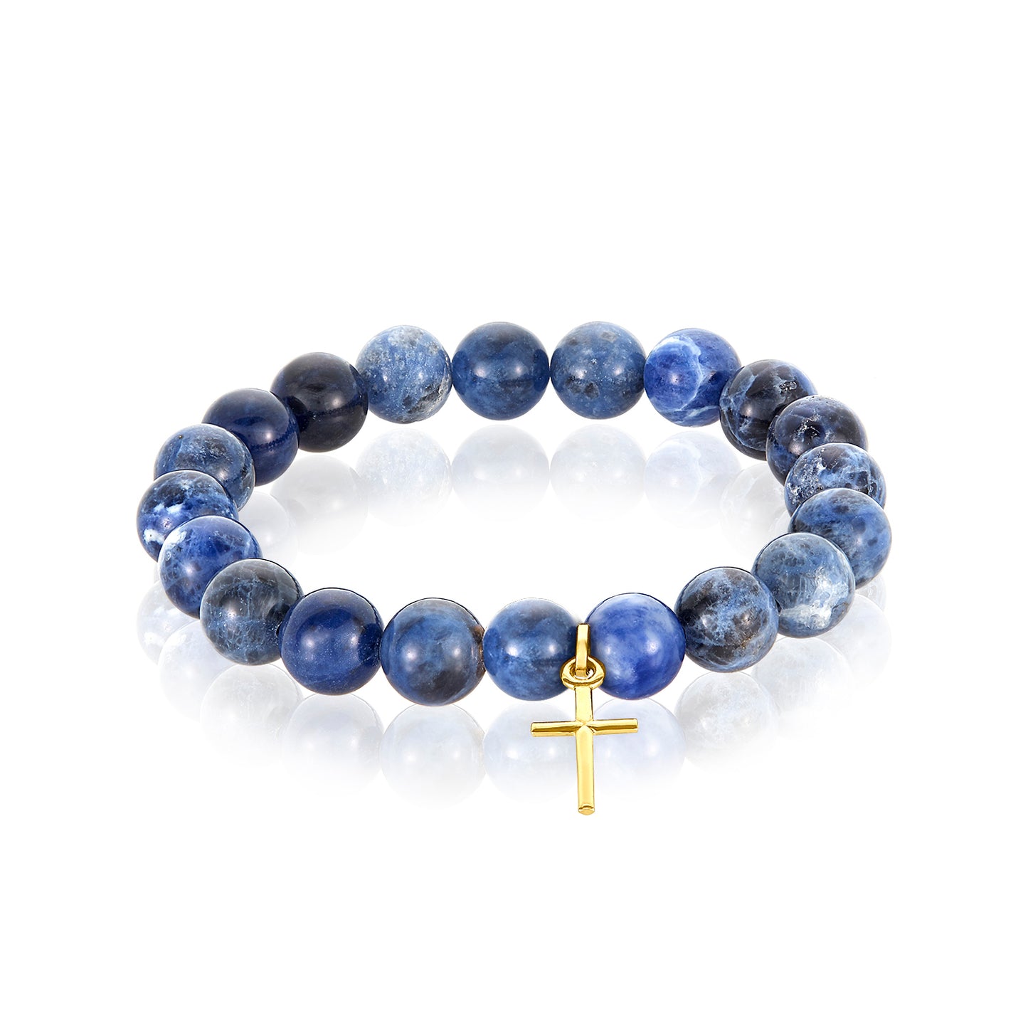 14 Karat Cross Charm Blue Opal Bracelet